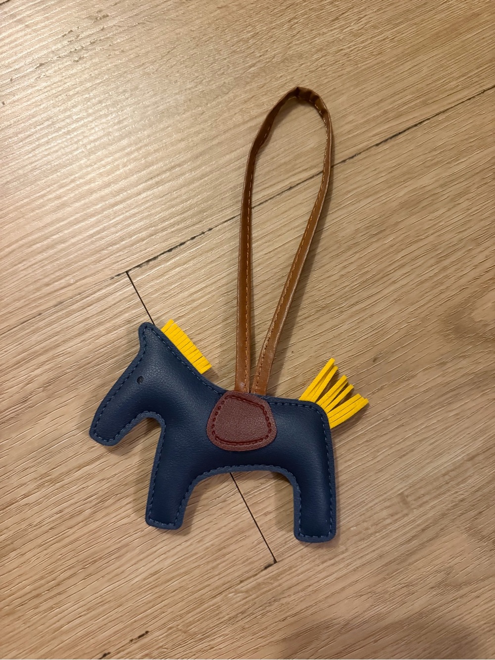 Navy Horse-Shaped Bag Charm with Yellow Mane